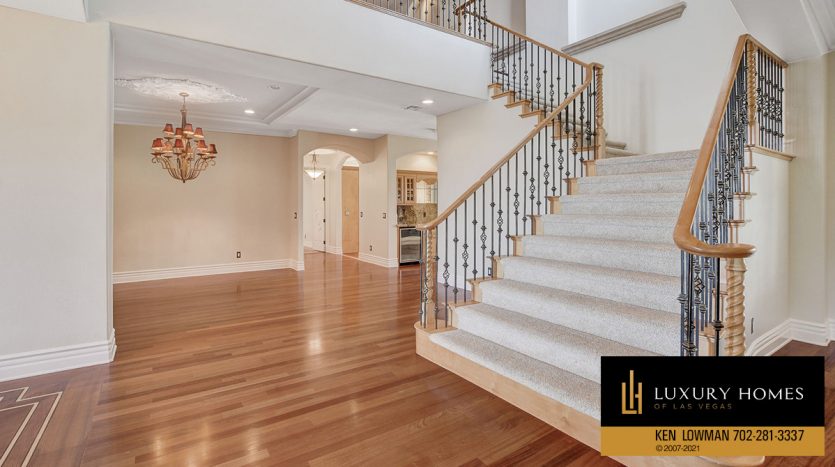 stairway at Las Vegas Estate Home for Sale, 9605 Verlaine Court