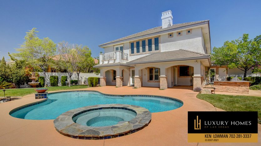pool view at Las Vegas Estate Home for Sale, 9605 Verlaine Court
