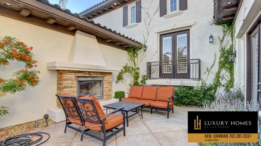 outdoor fireplace at Red Rock Country Club Home for Sale, 11606 Morning Grove Dr