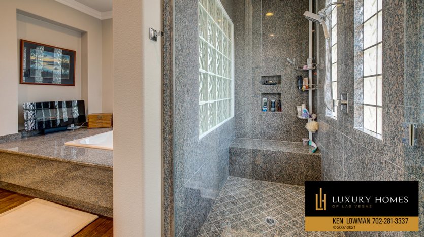 shower area at Red Rock Country Club Home for Sale, 3301 Elk Clover St, Las Vegas