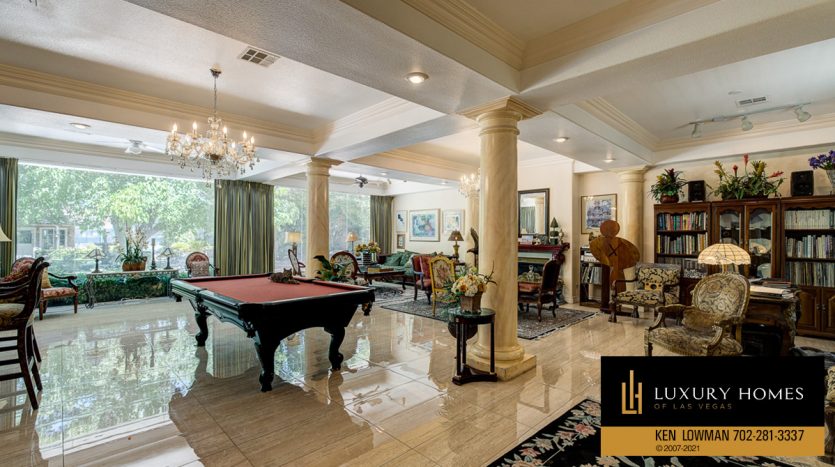 living room area with pool table at Las Vegas Luxury Home, 2900 Pinto Lane, Las Vegas