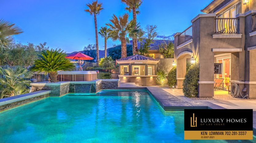 backyard with pool at Red Rock Home for Sale, 11533 Evergreen Creek Ln, Las Vegas