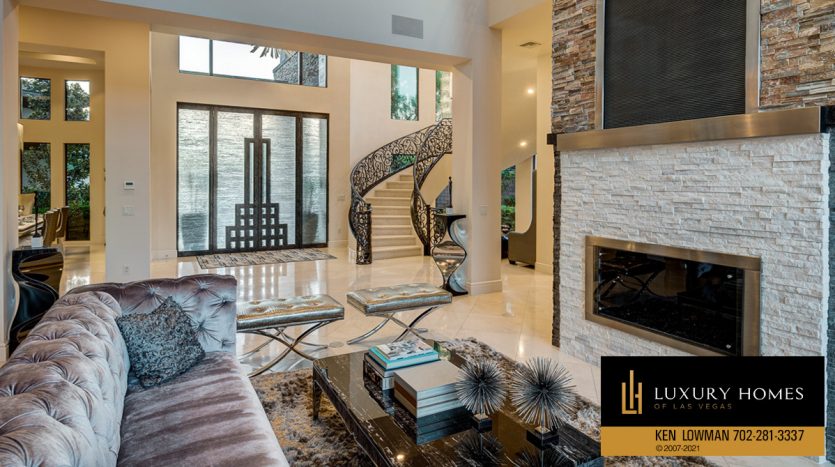 fireplace at The Ridges Home for Sale |1 Drifting Shadow Way, Las Vegas