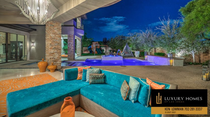 outdoor lounge area at The Ridges Home for Sale |1 Drifting Shadow Way, Las Vegas