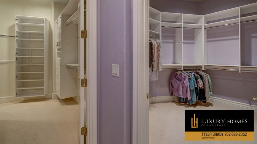 dressing closet at Red Rock Country Club home for sale, 2923 Red Arrow Dr, Las Vegas