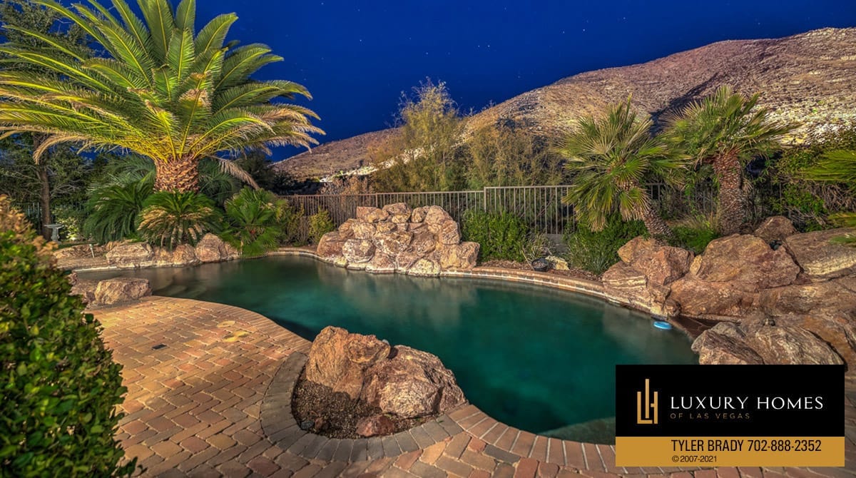 pool view at Red Rock Country Club home for sale, 2923 Red Arrow Dr, Las Vegas