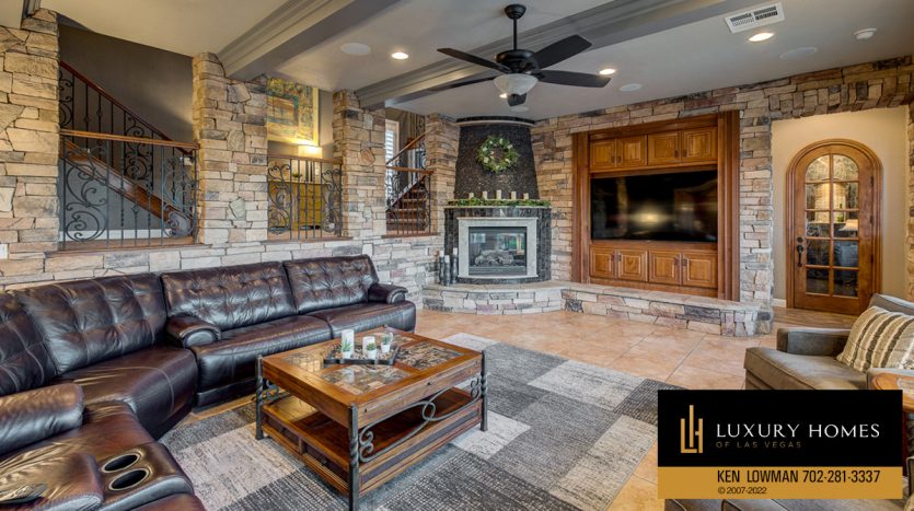 fireplace at Red Rock Country Club home for sale, 2099 Cherry Creek Cr, Las Vegas