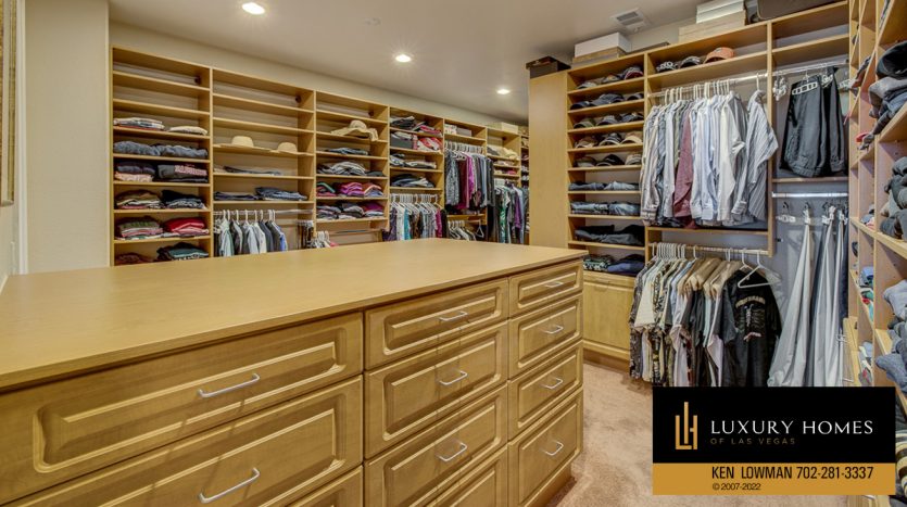 clothes closets at Red Rock Country Club home for sale, 2099 Cherry Creek Cr, Las Vegas