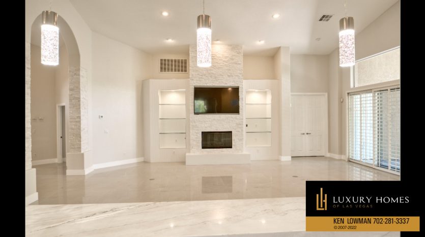 fireplace area at Canyon Ridge Homes for Sale, 629 Via Linda Ct, Las Vegas