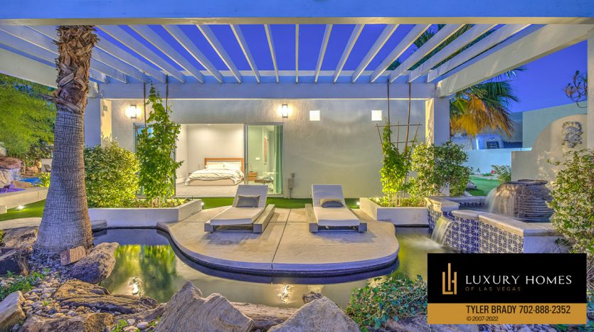 lounge chairs at Las Vegas luxury home for sale, 8104 Via Del Cerro Court