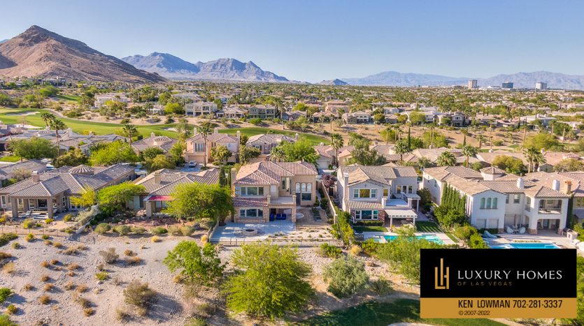 drone view of Red Rock country club homes for sale, 11523 Glowing Sunset Lane, Las Vegas