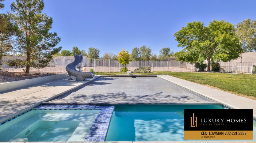 pool side at Custom Home for sale in Henderson, 450 Patti Ann Woods Dr, Henderson, NV 89002