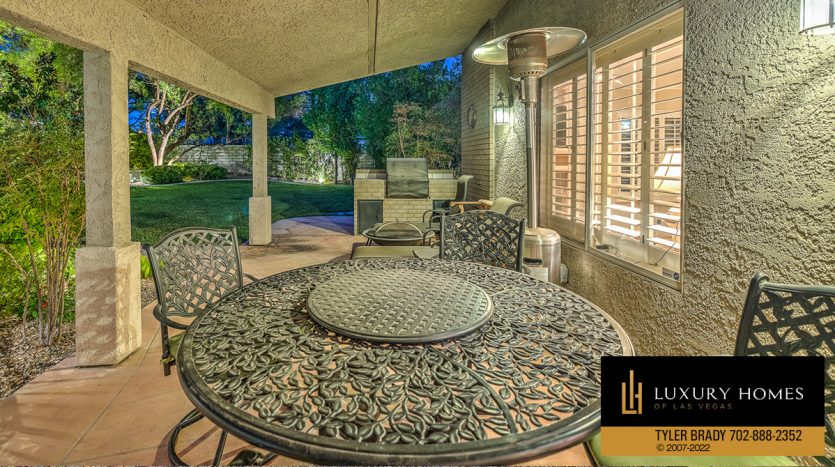 outdoor seating at The Lakes Las Vegas Home for sale, 2801 High Sail Court, Las Vegas, NV 89117