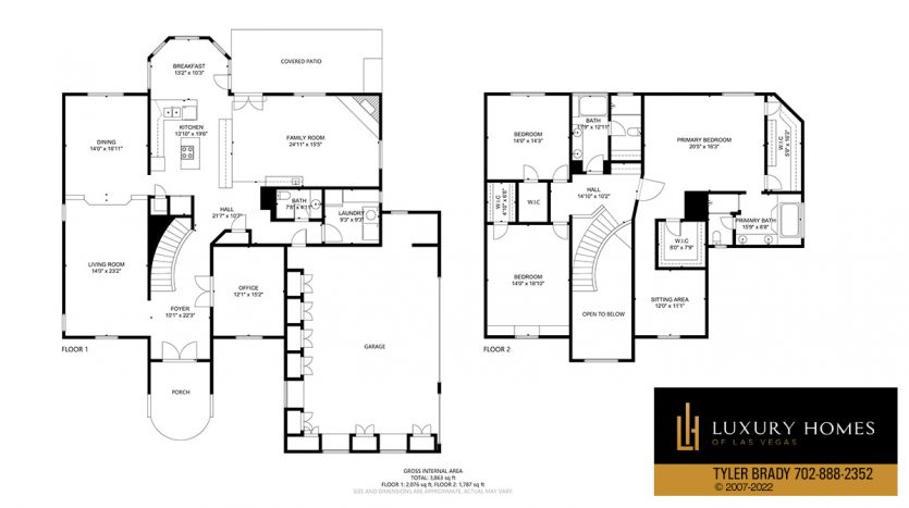 floor plan of The Lakes Las Vegas Home for sale, 2801 High Sail Court, Las Vegas, NV 89117