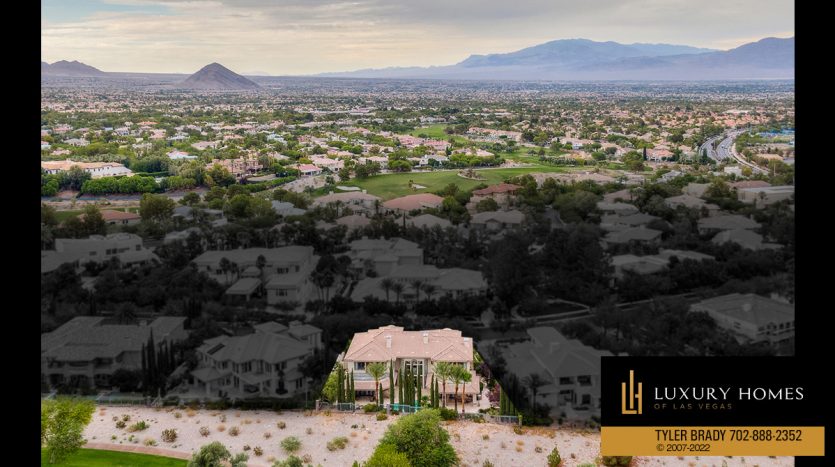 drone view of Tournament Hills Home for Sale, 8905 Greensboro Lane, Las Vegas, NV 89134