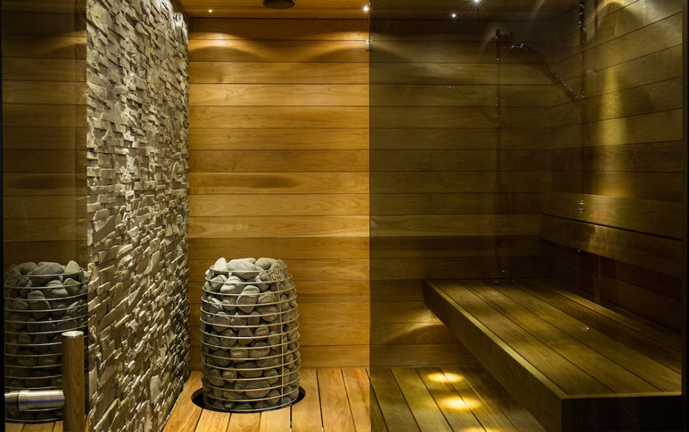 A sauna in a luxury home