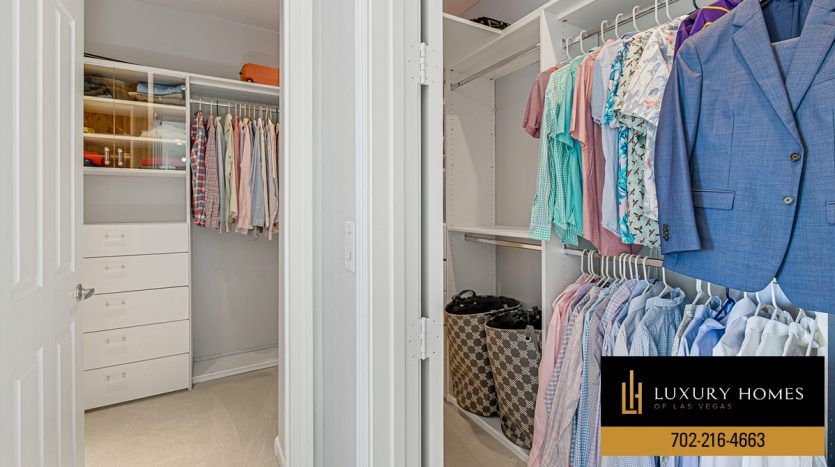 closets storage at Red Rock Country Club Home for Sale, 2854 Evening Rock Street, Las Vegas, NV 89135