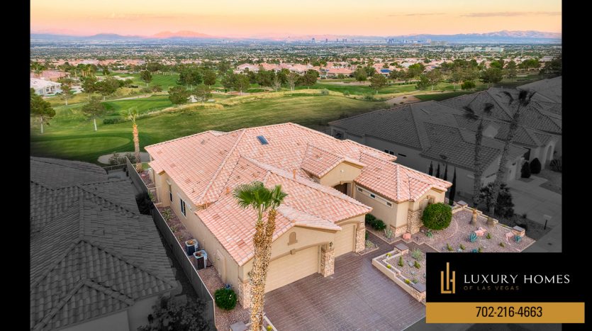 drone view of Sun City Summerlin Homes for Sale, 2220 Hot Oak Ridge Street, Las Vegas, NV 89134
