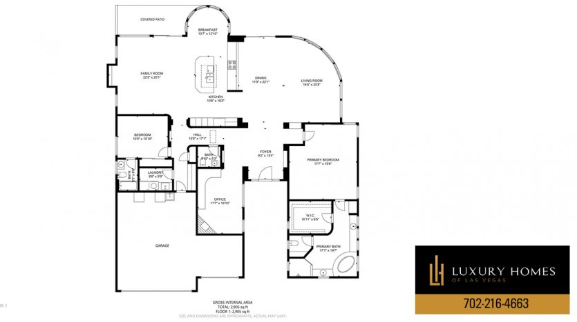 floor plan of Sun City Summerlin Homes for Sale, 2220 Hot Oak Ridge Street, Las Vegas, NV 89134