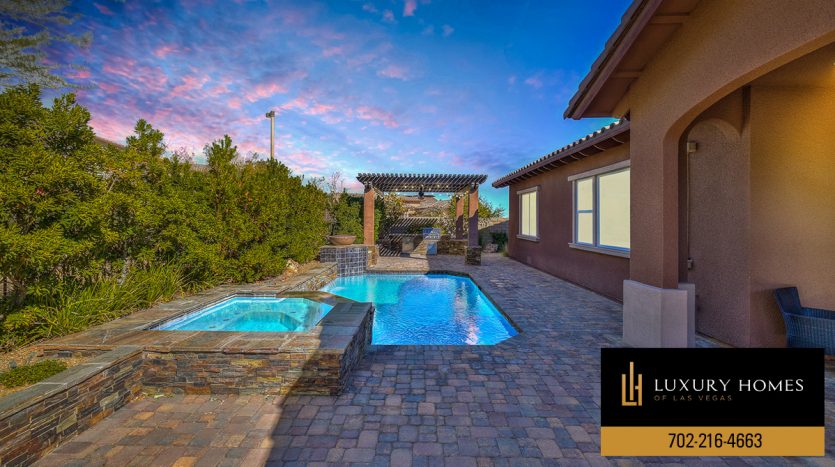 Pool side at Summerlin Luxury Home for sale, 775 Porto Mio Way, Las Vegas, NV 89138