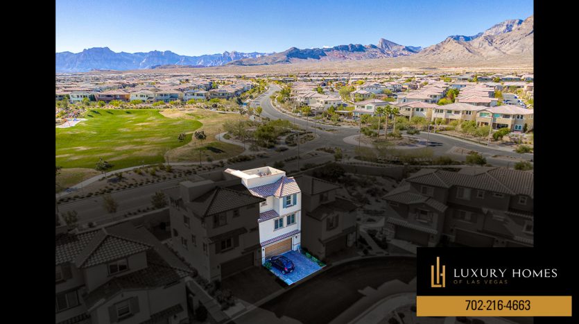 drone view of Summerlin home for sale, 11979 San Pablo Bay Street, Las Vegas, NV 89138