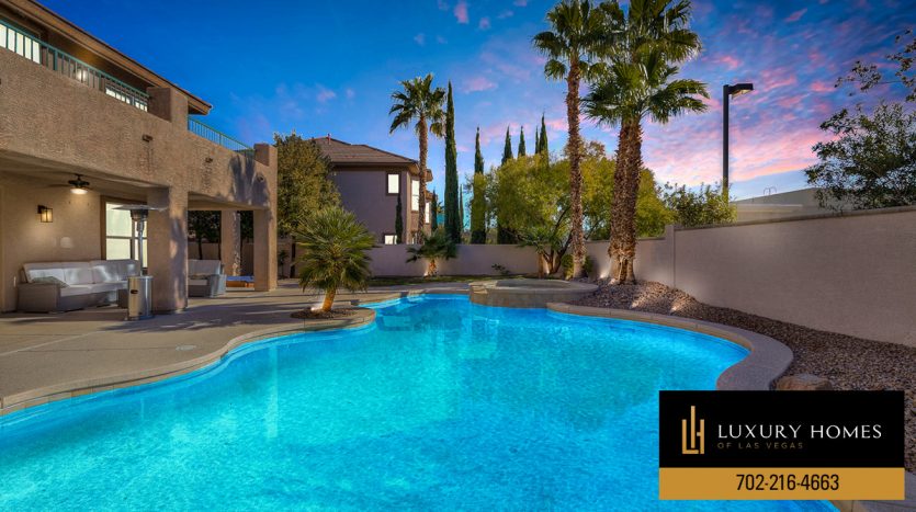 Pool at The Willows in Summerlin home for sale, 10691 Capesthorne Way, Las Vegas, NV 89135