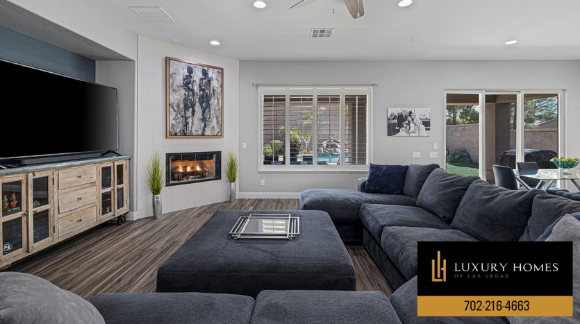 Living room at Anthem Highlands Home for Sale, 2777 Borthwick Avenue, Henderson, Nevada 89044