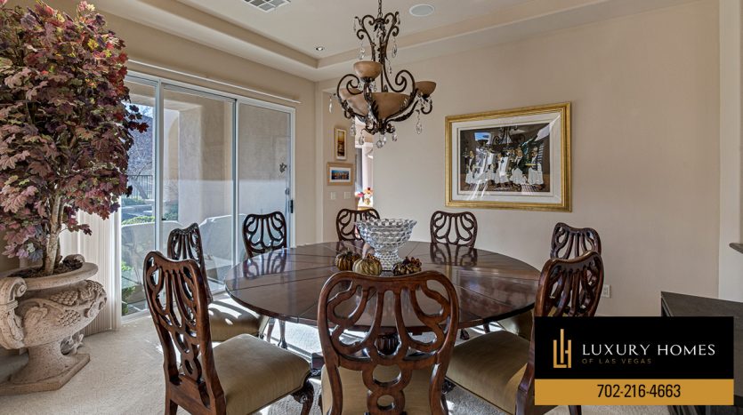 Dining room at Red Rock Country Club Home for Sale, 2475 Grassy Spring Place, Las Vegas, Nevada 89135