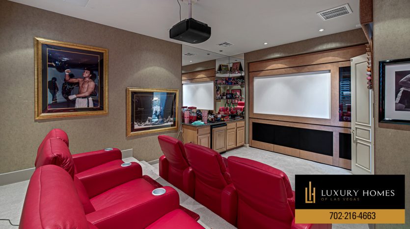 home theater at Red Rock Country Club Home for Sale, 2475 Grassy Spring Place, Las Vegas, Nevada 89135