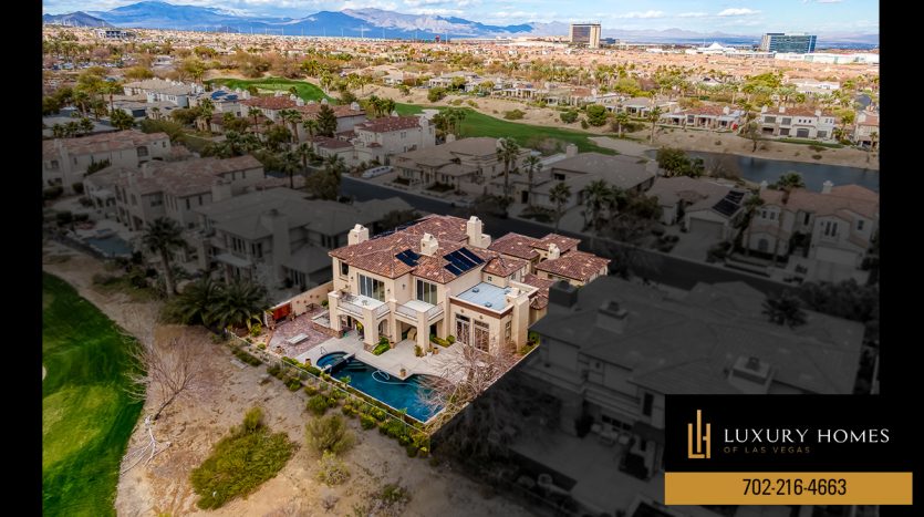 drone view of Red Rock Country Club Home for Sale, 2475 Grassy Spring Place, Las Vegas, Nevada 89135