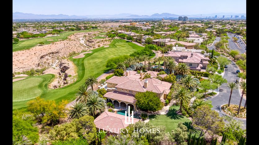 drone view of Bellacere home for sale, 10432 Summit Canyon Drive, Las Vegas, Nevada 89144