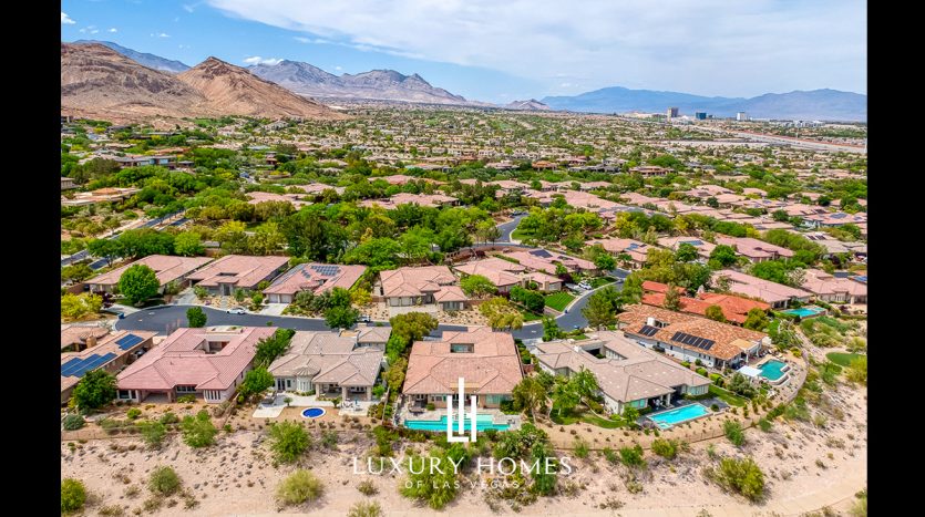 drone view of The Ridges Las Vegas Homes for Sale, 67 Panorama Crest Avenue, Las Vegas, Nevada 89135